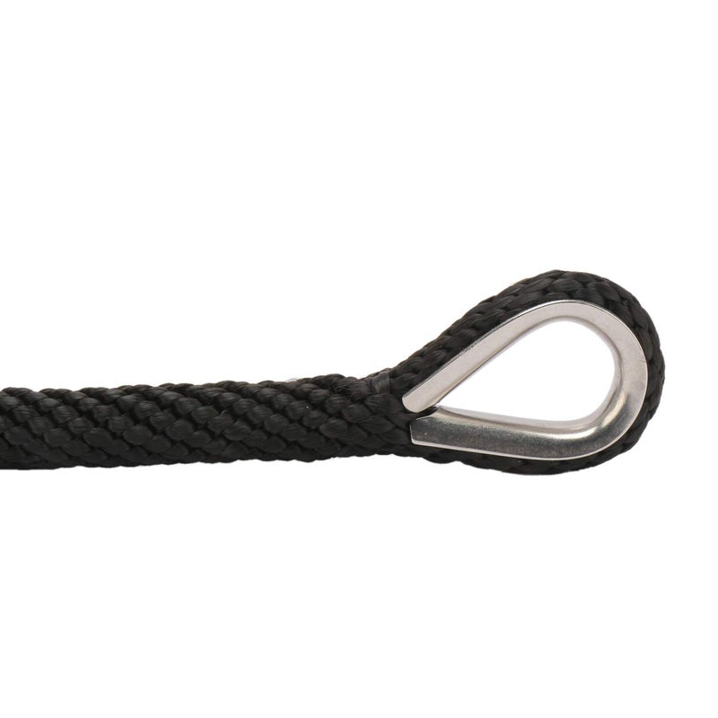 NovelBee 3/8" x 150' Premium Solid Braid MFP Anchor Line,Best Polypropylene Rope with Stainless Steel Thimble,Working Load Limit 250 lbs;Breaking Strength 1290 lbs (Black) - Image 4